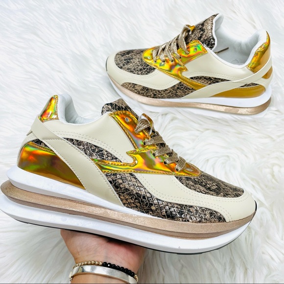 Beige snake chunky sneaker - Picture 3 of 11